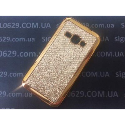 Чехол Samsung J1 2016 Galaxy J120 блестящий силиконовый золотой