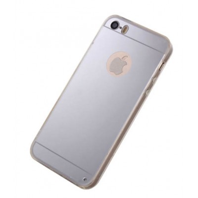 Чехол iPhone 5 5s зеркальный силиконовый серебряный