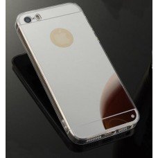 Чехол iPhone 4 4s зеркальный силиконовый серебряный