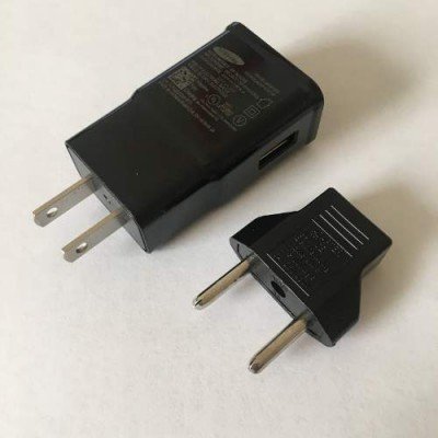 Блок питания зарядное устройство универсальное адаптер Samsung 2A Fast Charging ЧЕРНЫЙ (америк. вилка + переходник)